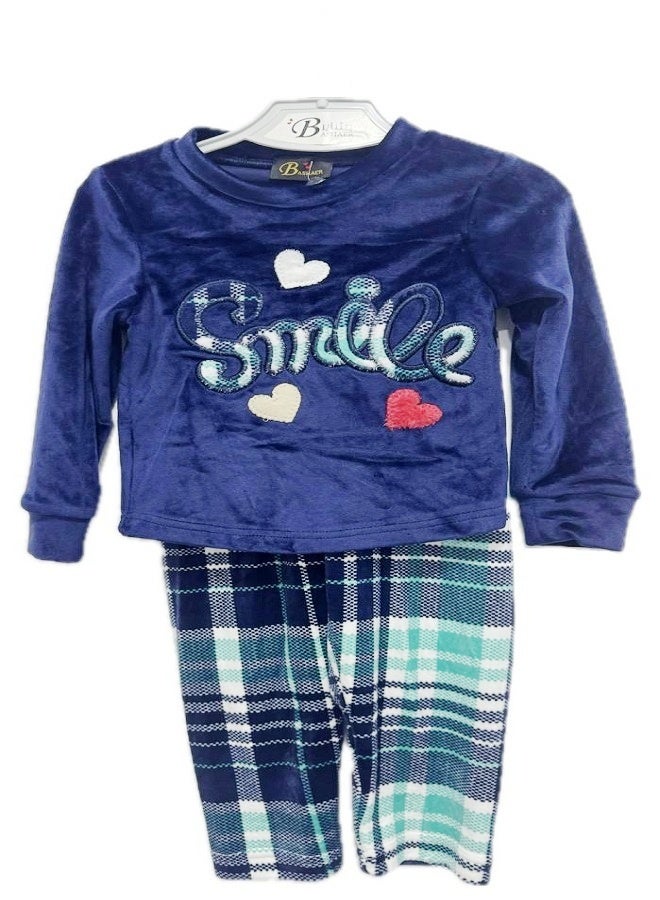 بجامة شتوي كحلي مخمل قبة وسط